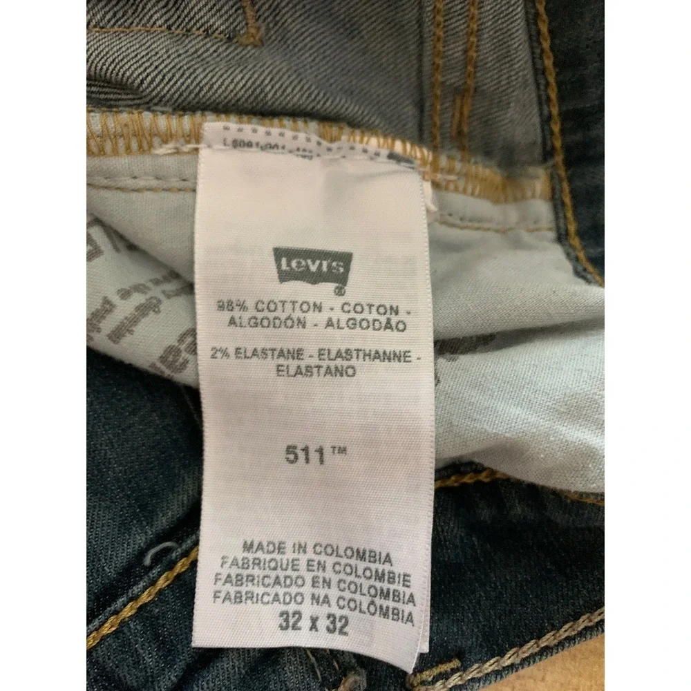 Vintage Levis 511 Jeans Mens 32x30 Blue Slim Fade Y2K Denim Pants (Tag 32x32)